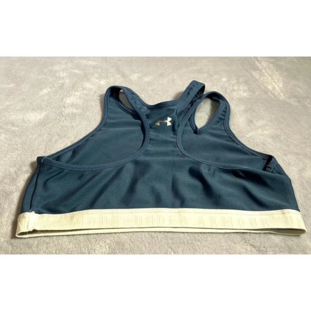 Under Armour Sports Bra‎ Womens M Blue High Neck Cutout Racerback Athletic Gym